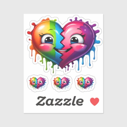 Rainbow Color Heart Emoticon 4 Sticker (Vel)