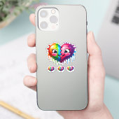 Rainbow Color Heart Emoticon 4 Sticker (Telefoon)