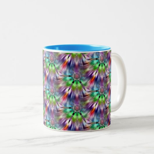Rainbow Color Kaleidoscope Fan Mug Tweekleurige Koffiemok (Voorkant rechts)