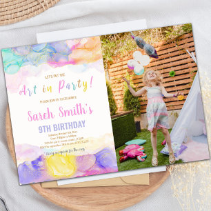 Rainbow Color Paint Birthday Invitation foto Kaart