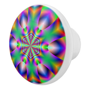 Rainbow Color Rings Fractal Knob Keramische Knop