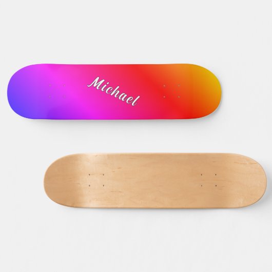 Rainbow Color Skateboard met aangepaste naam (Horizontaal)