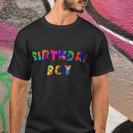 Rainbow Color Splash Verjaardag Jongen T-shirt