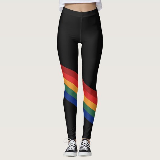 Rainbow Color Stripes Regenbogen Regenbogenfarben Leggings (Voorkant)