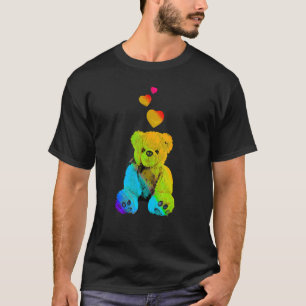 Rainbow Color Teddy Bear met hartenkleurig T-shirt