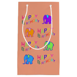 Rainbow Colored Cute Cartoon Elephants Birthday Klein Cadeauzakje
