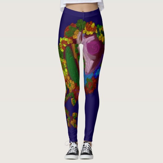 Rainbow Colored Floral Leggings (Voorkant)