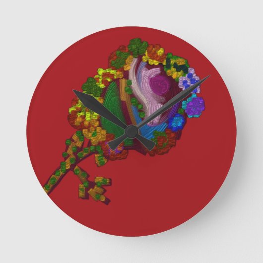 Rainbow Colored Floral Ronde Klok (Voorkant)