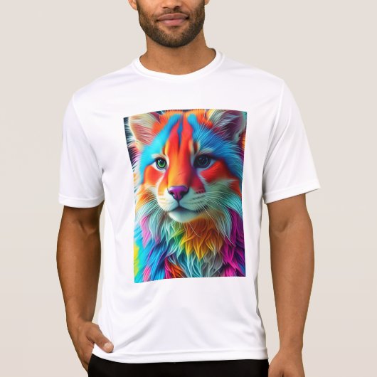 Rainbow Colored Furry Cat-68587 T-shirt (Voorkant)