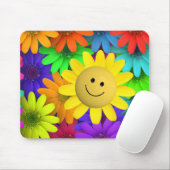 Rainbow Colored Happy Face Flowers Muismat (Met muis)