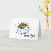 Rainbow Colored Hearts Envelope Dank je kaart (Gele Bloem)