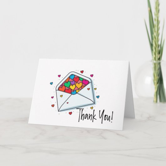 Rainbow Colored Hearts Envelope Dank je kaart (Voorkant)