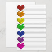 Rainbow Colored Hearts optionele lijnen briefpapie Briefpapier (Voorkant / Achterkant)