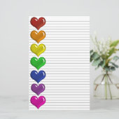 Rainbow Colored Hearts optionele lijnen briefpapie Briefpapier (Staand voorkant)