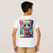 Rainbow Colored Kitten Cartoon T-shirt (Achterkant volledig)