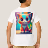 Rainbow Colored Kitten Cartoon T-shirt (Achterkant)