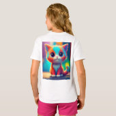 Rainbow Colored Kitten Cartoon T-shirt (Achterkant volledig)