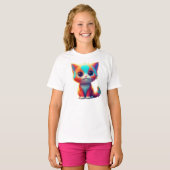 Rainbow Colored Kitten Cartoon T-shirt (Voorkant volledig)