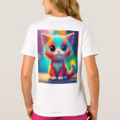 Rainbow Colored Kitten Cartoon T-shirt (Achterkant)