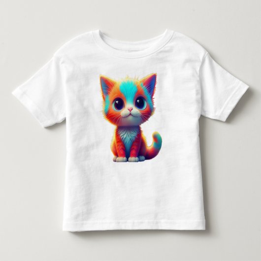 Rainbow Colored Kitten Cartoon T-shirt (Voorkant)