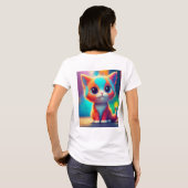 Rainbow Colored Kitten Cartoon T-shirt (Achterkant volledig)