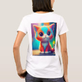 Rainbow Colored Kitten Cartoon T-shirt (Achterkant)