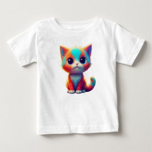 Rainbow Colored Kitten Cartoon T-shirt (Voorkant)