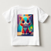 Rainbow Colored Kitten Cartoon T-shirt (Achterkant)