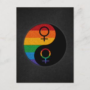Rainbow Colored Lesbian Pride Yin en Yang Briefkaart