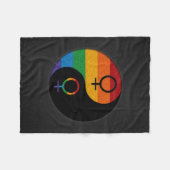 Rainbow Colored Lesbian Pride Yin en Yang Fleece Deken (Voorkant (Horizontaal))