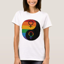 Rainbow Colored Lesbian Pride Yin en Yang