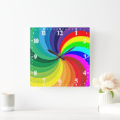 Rainbow Colored Mandala-46556 Vierkante Klok (Huis)