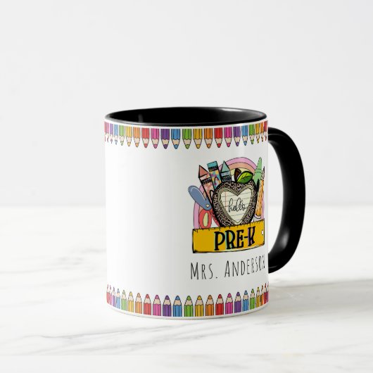 Rainbow Colored Pencils Teacher Mok (Voorkant rechts)