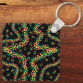 Rainbow Colored Seurat Style Pointillism Pattern Sleutelhanger (Achterkant)