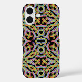 Rainbow Colored String Rope Pattern Art iPhone 16 Hoesje