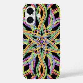 Rainbow Colored String Rope Pattern Art iPhone 16 Hoesje