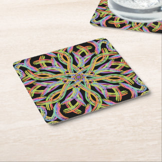 Rainbow Colored String Rope Pattern Art Kartonnen Onderzetters