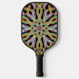 Rainbow Colored String Rope Pattern Art Pickleball Paddle
