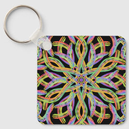 Rainbow Colored String Rope Pattern Art Sleutelhanger