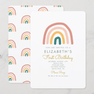 Rainbow Colorful Baby 1st Birthday Kaart