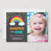 Rainbow Colorful Birthday Party Invitation Chalk Kaart (Voorkant)