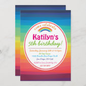Rainbow Colorful Birthday Party Invitation Kaart (Voorkant / Achterkant)