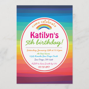Rainbow Colorful Birthday Party Invitation Kaart