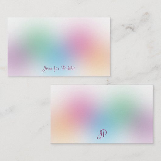 Rainbow Colorful Calligraphy Monogram Sjabloon (Voorkant / Achterkant)