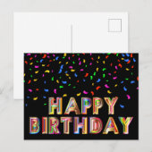 Rainbow Colorful Confetti Happy Birthday Briefkaar Briefkaart (Voorkant / Achterkant)