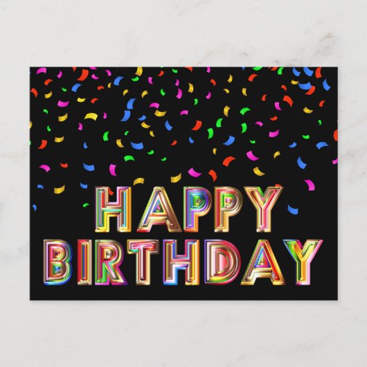 Rainbow Colorful Confetti Happy Birthday Briefkaar Briefkaart (Voorkant)