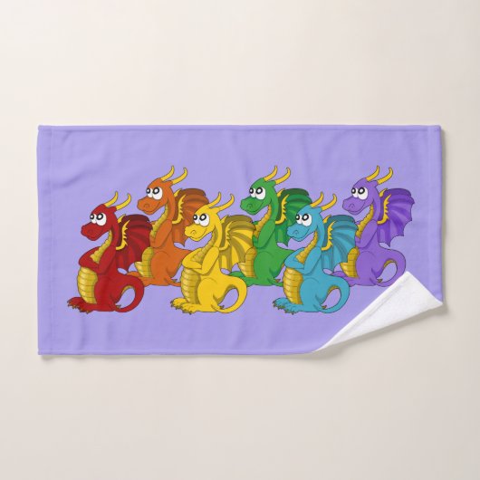 Rainbow colorful dragons cartoon bad handdoek (Handdoek)