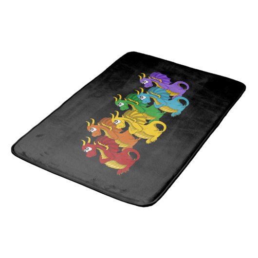 Rainbow colorful dragons cartoon  badmat (Gekanteld)