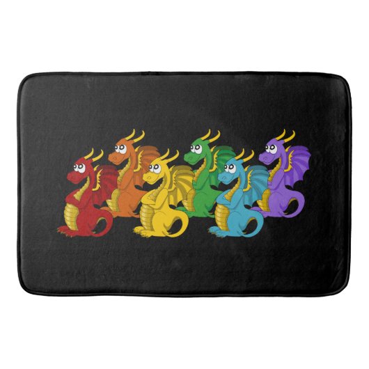 Rainbow colorful dragons cartoon  badmat (Voorkant)