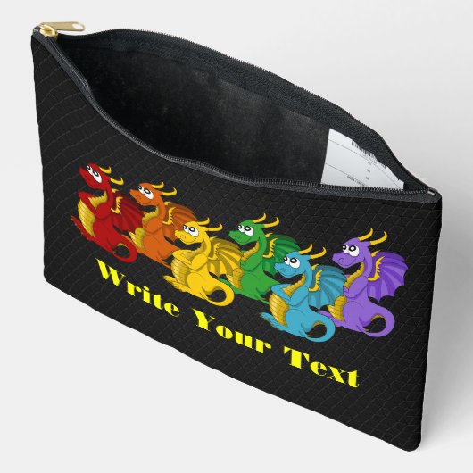 Rainbow colorful dragons cartoon etui (Open)